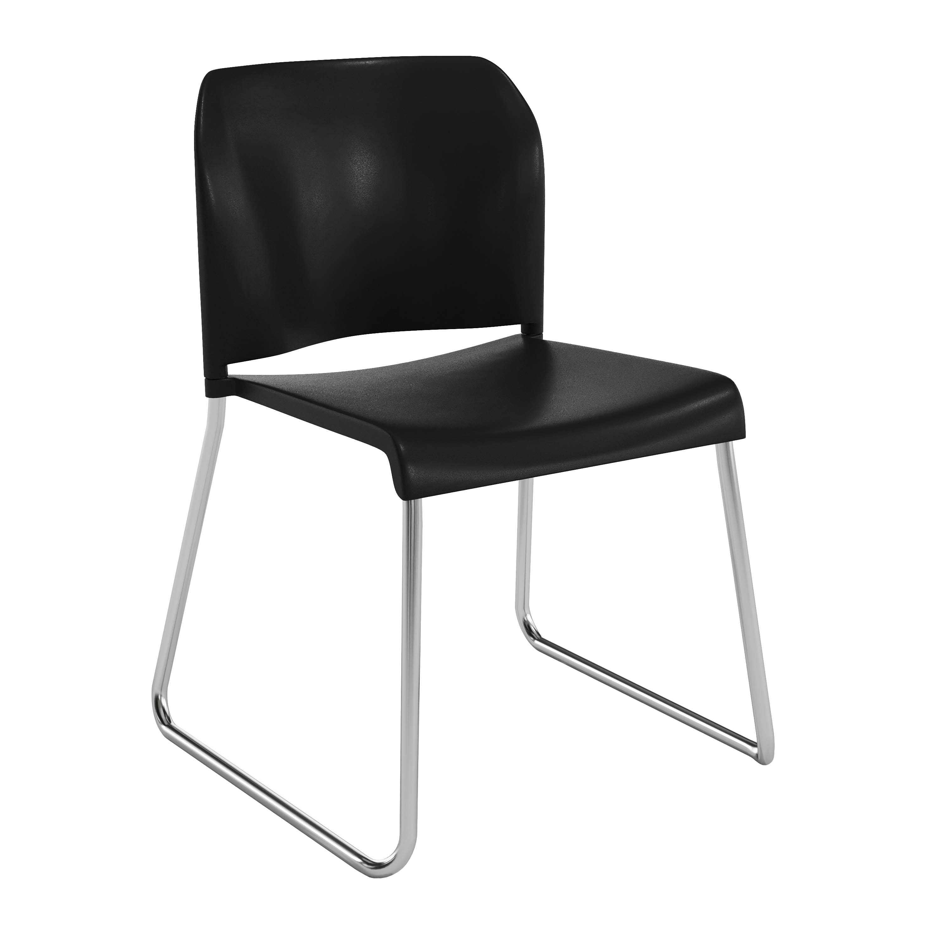 Emma + Oliver - Calliope Stackable Office Reception Chair with Contoured Backrest and Chrome Sled Base - Black Plastic/Chrome Frame price history on PriceWatchPro