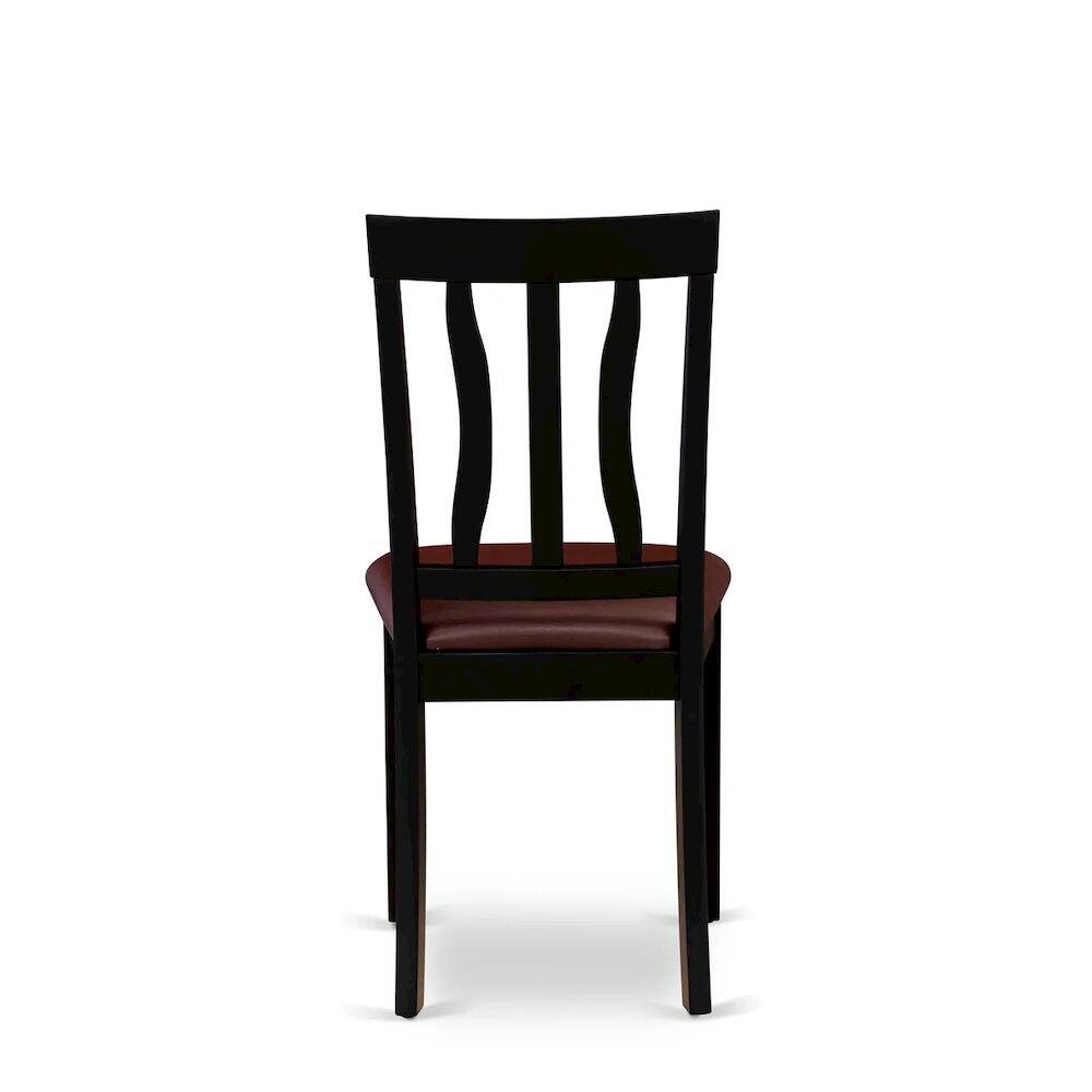 Alt View 1. East West Furniture - Antique Dining Room Chairs - Faux Leather Upholstered Wooden Chairs - Black & Cherry.