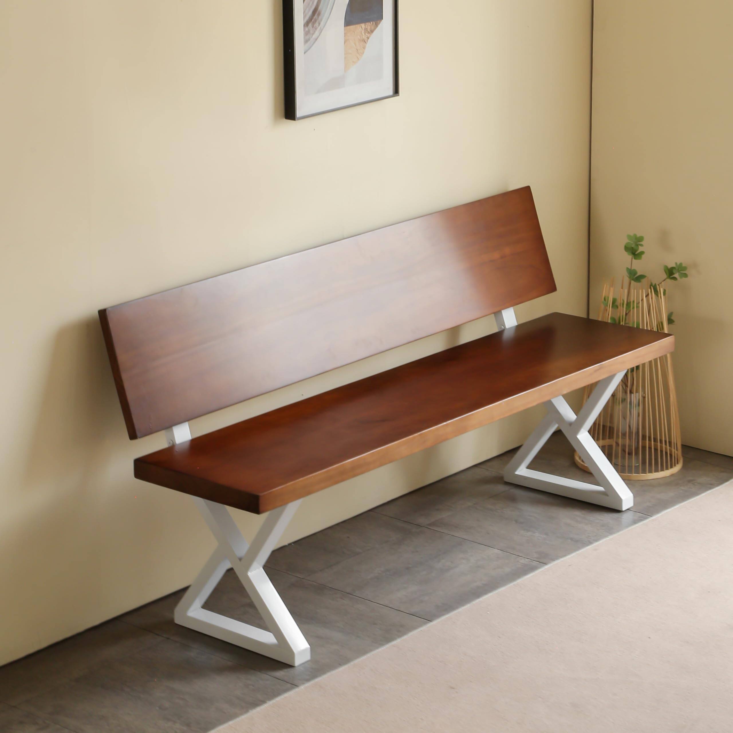 Alt View 3. JETRANSPORT - White Bench 16 Inch Triangle Metal Chair Base With Backrest Bracket Set Of 2 Diy Project Suit For Butcher - BASE02.