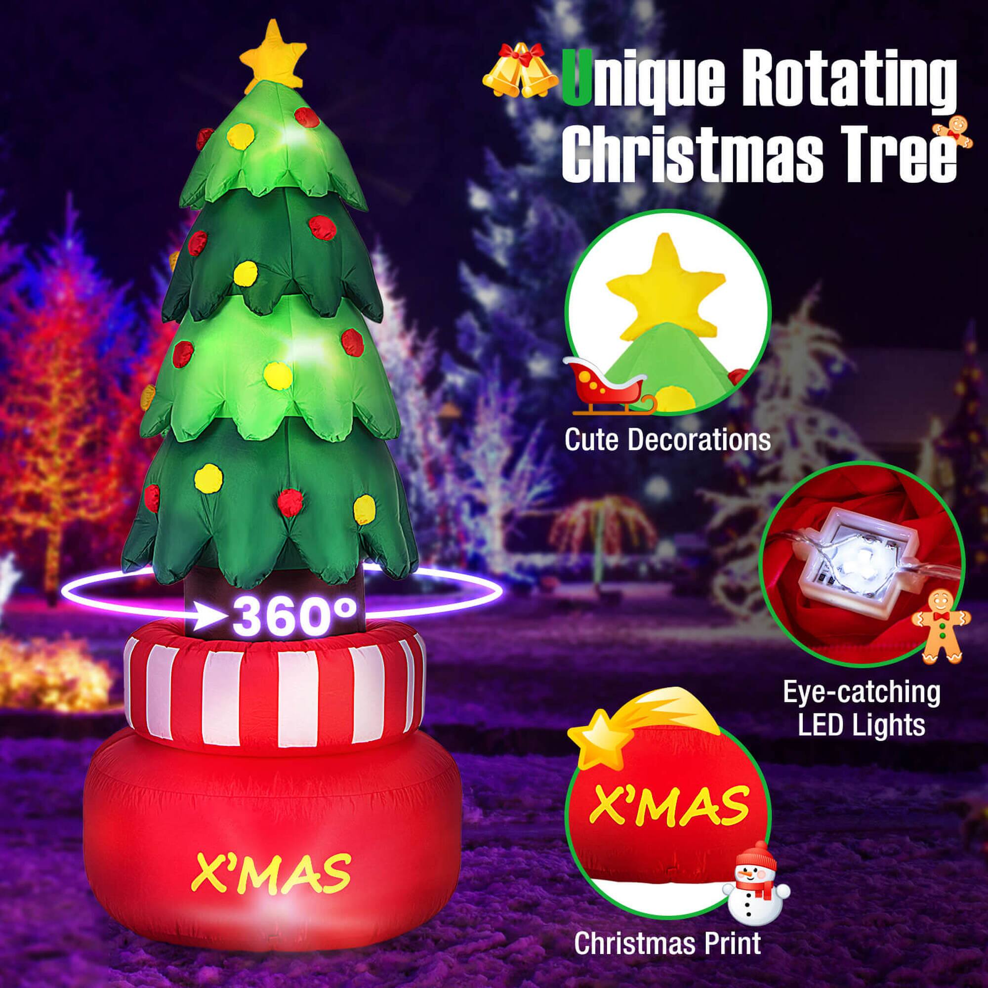 Unique Rotating Christmas Tree
Cute Decorations
360° Eye-catching LED Lights
X'MAS Christmas Print