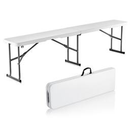 VEVOR - Plastic Folding Bench, 6 ft Portable Bench for Indoor/Outdoor Picnic Party Patio Camping Dining - White
