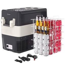 Acekool - 12 Volt Car Refrigerator with Basket 53QT Electric Portable Cooler Fridge 0℉-50℉ 12V/24V DC 110-240V AC - Gray