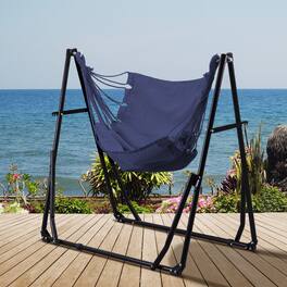 Ainfox - 2 in 1 Outdoor Hammock Swing Chair with Portable Heavy Duty Stand - Blue