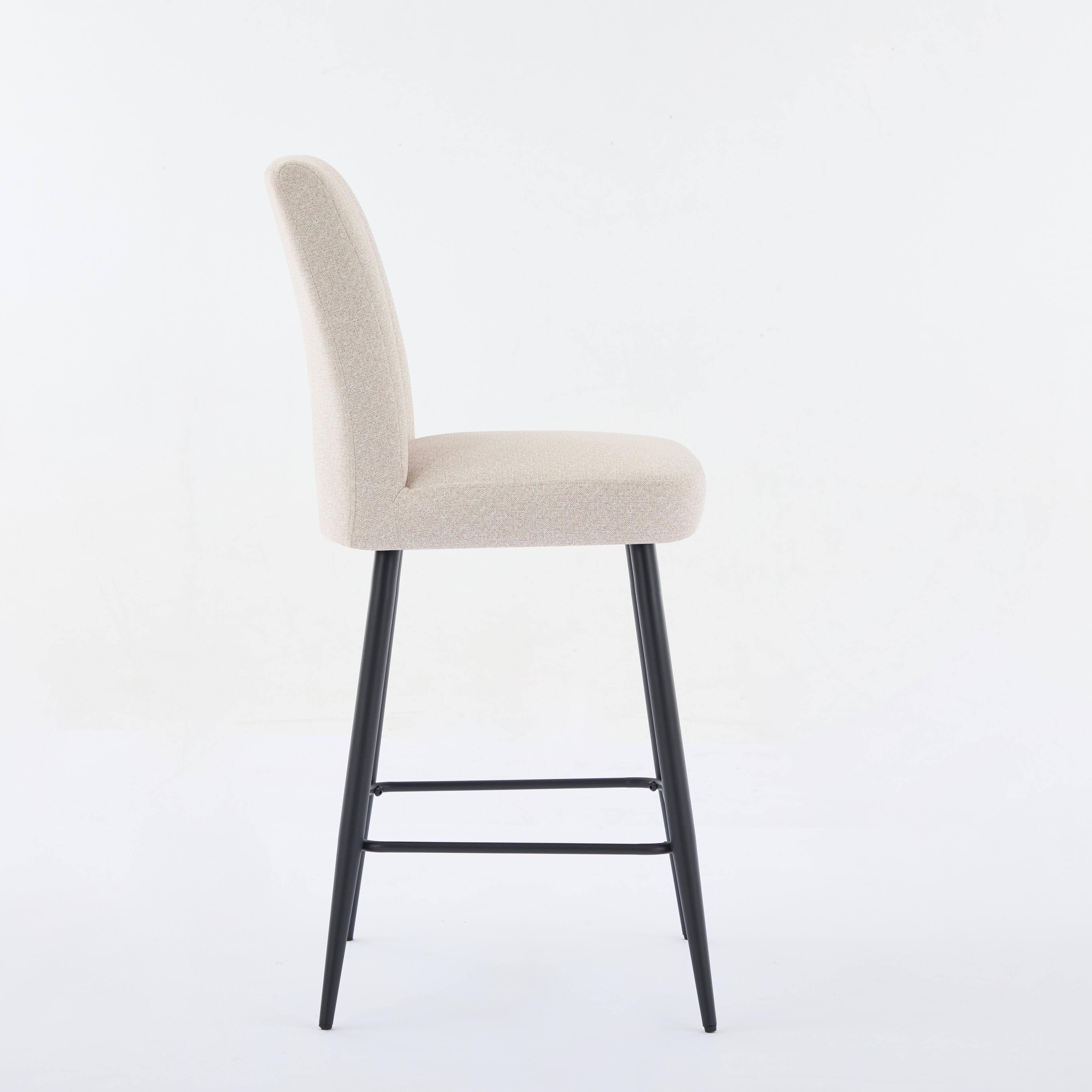 Alt View 2. APRILSOUL - Adjustable Iron Feet Bar Chairs Set of 2 Simple Velvet Beige Bar Chair Bar Counter Kitchen - White.