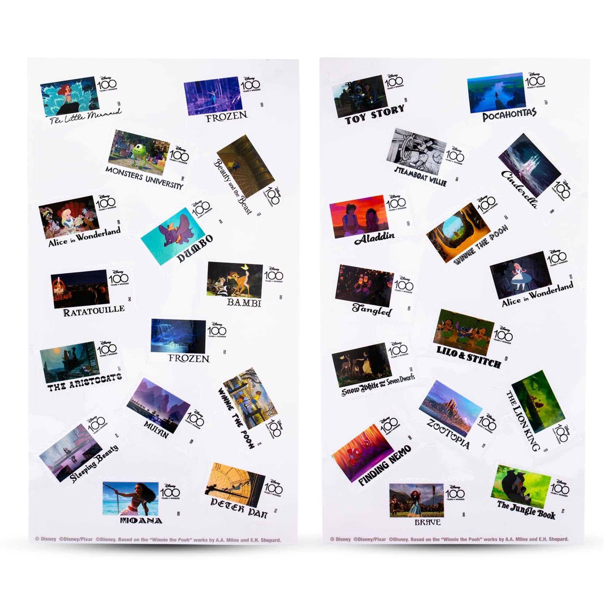 100 Little Mermaid  
100 FROZEN  
100 MONSTERS UNIVERSITY  
100 Beauty and the Beast  
100 Alice in Wonderland  
100 DUMBO  
100 Bambi  
100 RATATOUILLE  
100 FROZEN  
100 THE ARISTOCATS  
100 WINNIE THE POOH  
100 Beauty and the Beast  
100 Sleeping Beauty  
100 DUMBO  
100 STEAMBOAT WILLIE  
100 Cinderella  
100 Aladdin  
100 Alice in Wonderland  
100 Tangled  
100 Lilo & Stitch  
100 Seven Dwarfs  
100 Smurfs  
100 ZOOTOPIA  
100 FINDING NEMO  
100 The Jungle Book  
100 BRAVE  
100 TOY STORY  
100 POCAHONTAS  
100 JETTEAMBOAT WILLIE  
100 Aladdin  
100 Sleeping Beauty  
100 WINNIE THE POOH  
100 Alice in Wonderland  
100 T