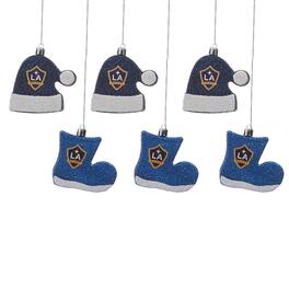 FOCO - LA Galaxy Six-Pack Shatterproof Santa Hat & Stocking Ornament Set - Blue