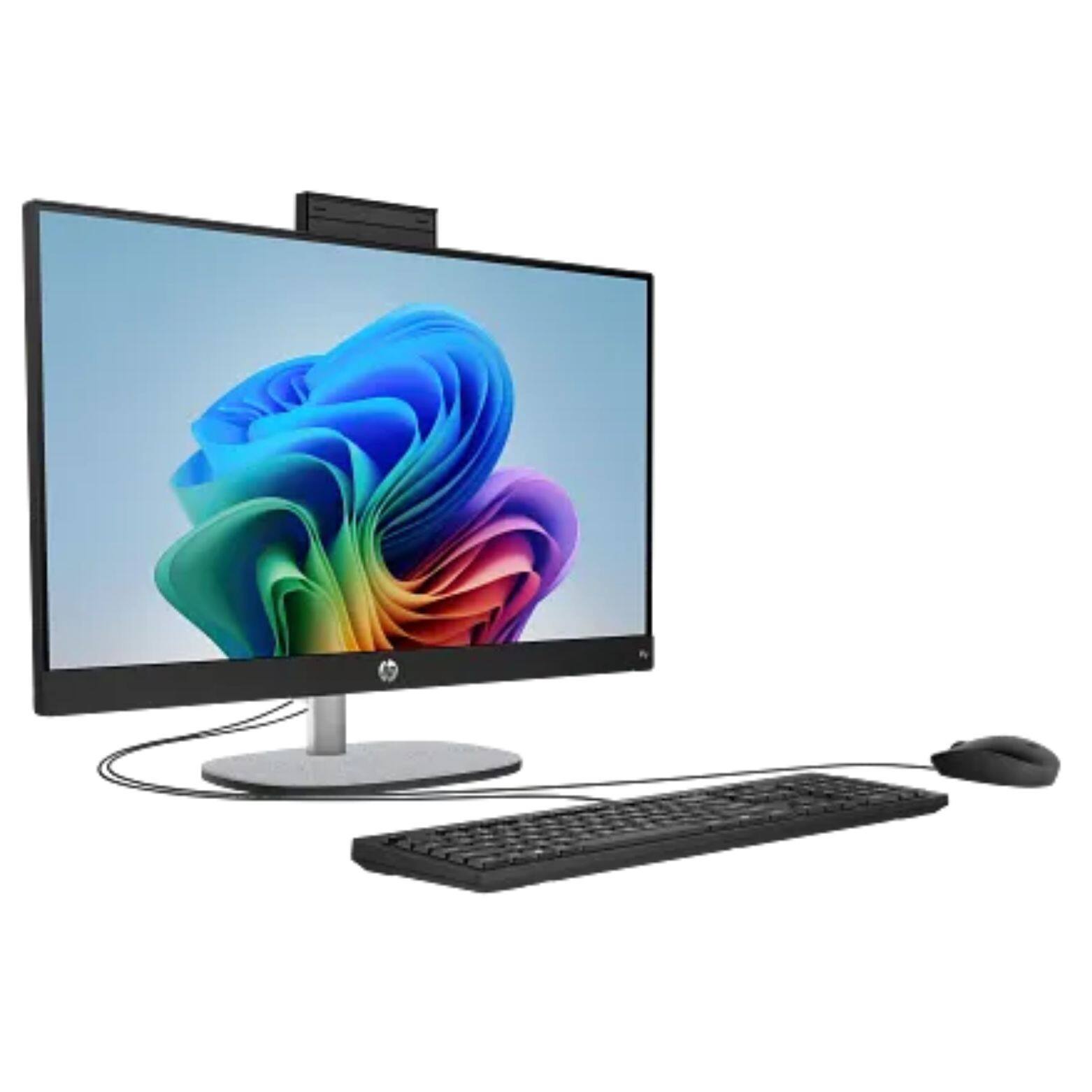 Alt View 2. HP - 24-CR2000T 23.8" FHD IPS Intel Core Ultra 5 225U 32GB DDR5 256GB SSD Intel Graphics Windows 11 Home All-in-One Desktop - Black.