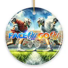 OrnamentallyYou - Lacrosse Face Off Go Off Ornament Christmas Gift and Tree Decor for Sport Lovers - Multi-colored