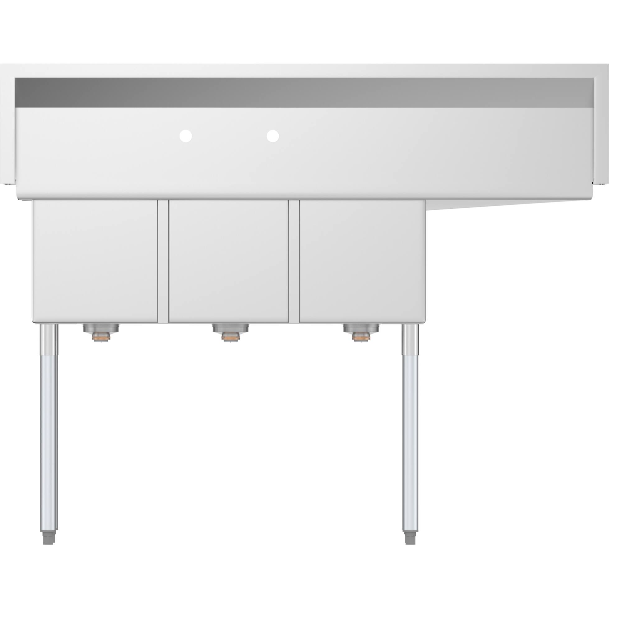 Alt View 1. Koolmore - 55 in. Three Compartment Stainless Steel  Sink with Drainboard, Bowl Size 12"x 16"x 10" SC121610-16L3. - Stainless Steel.