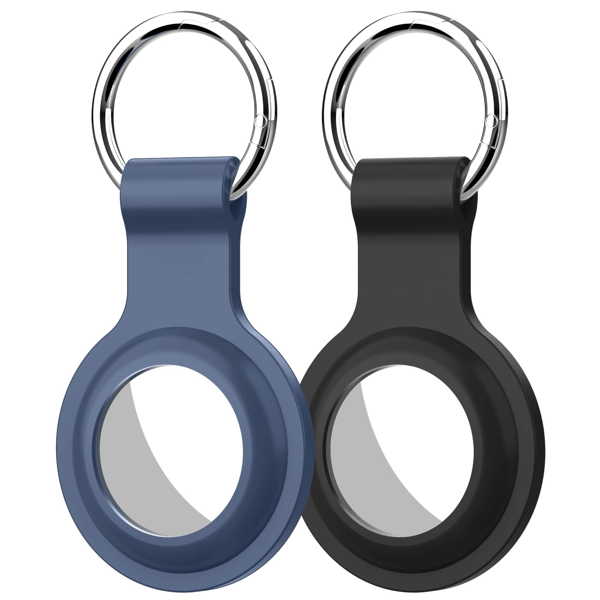 Vena - 2 Pack For Apple AirTag Holder, AirTag Keychain Holder, Silicone AirTag Case for Kids Backpack Pet Collar, Blue & Black - Blue|Black