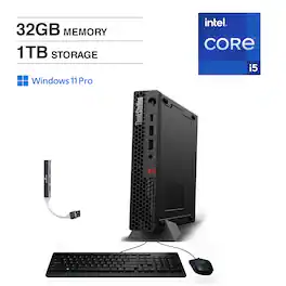 Lenovo - ThinkStation P3 Tiny Mini Desktop (Intel i5-13500, 32GB DDR5, 1TB PCIe SSD, Win 11 Pro) w/USB Hub - Black