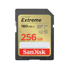 SanDisk Extreme 180 MB/s* SD V30 XC I 3 10 256 GB