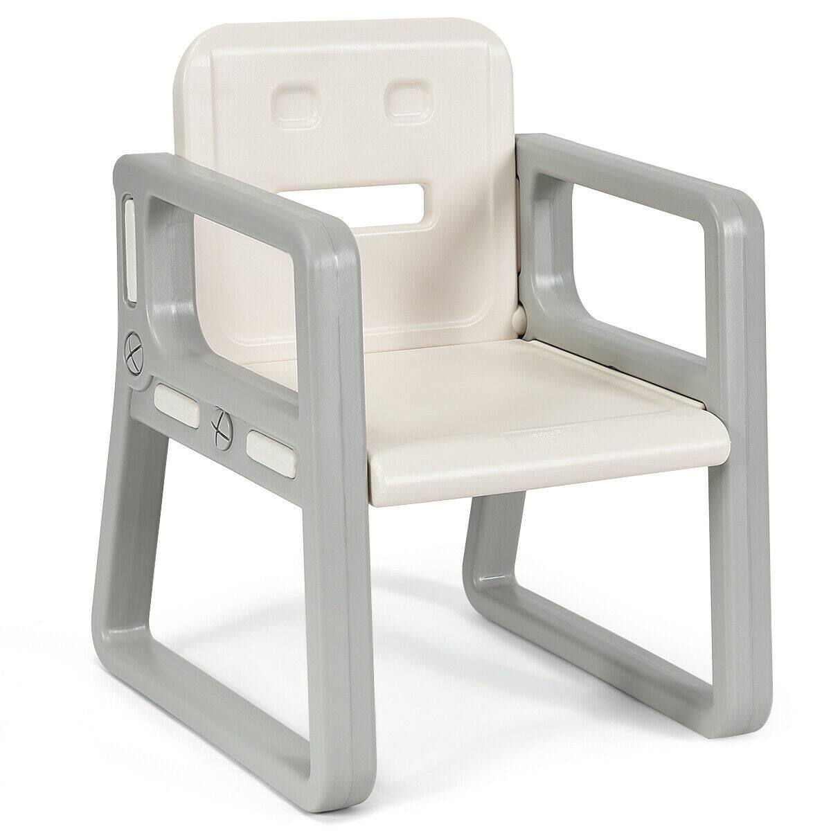 Alt View 9. Gymax - Gymax Kids Table and 2 Chairs Set Toddler Table w/ Storage Shelf For Baby Gift White - White+Gray.