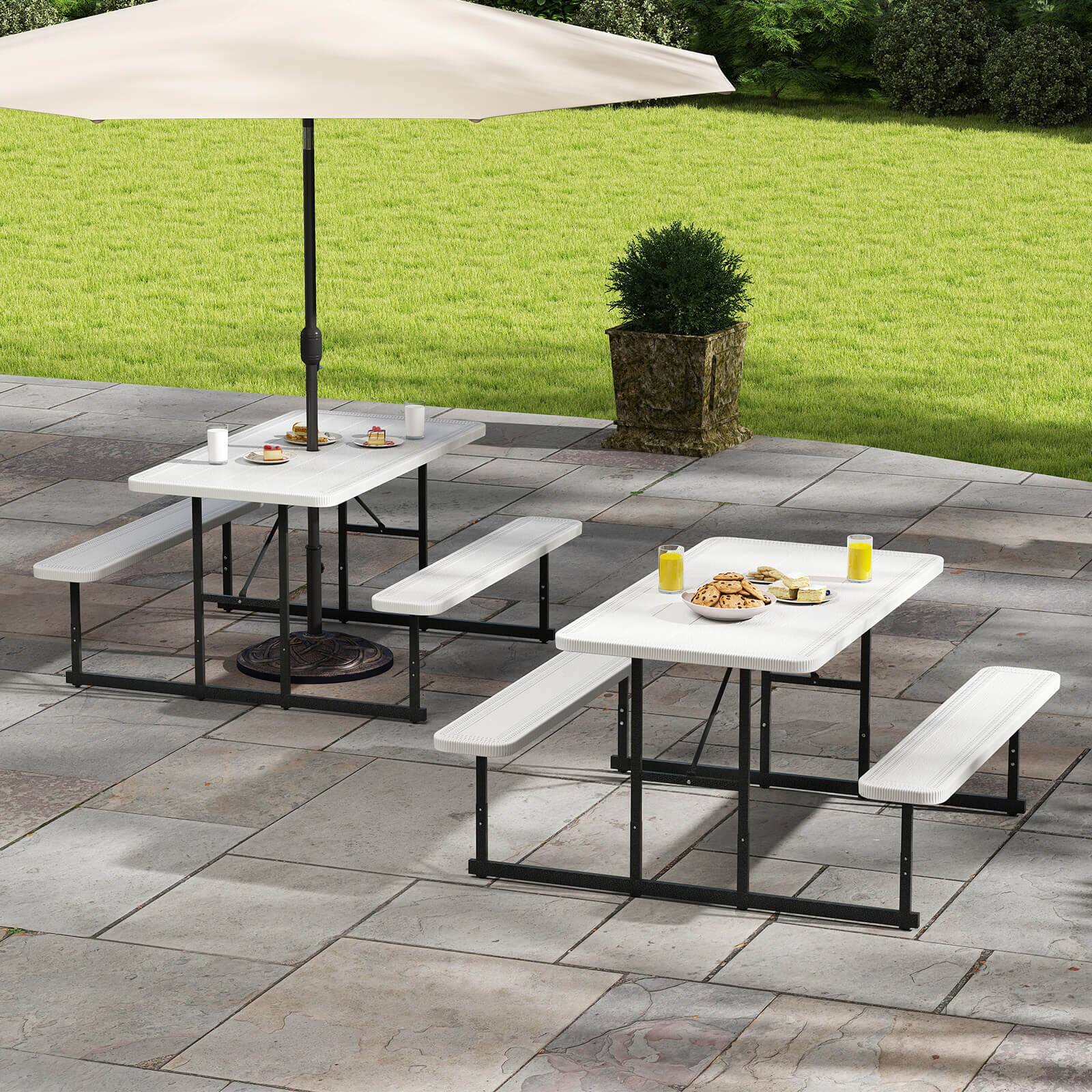 Alt View 3. Costway - Costway Picnic Table Bench Set for 2-4 People Outdoor Rectangular Camping Dining Table - White.