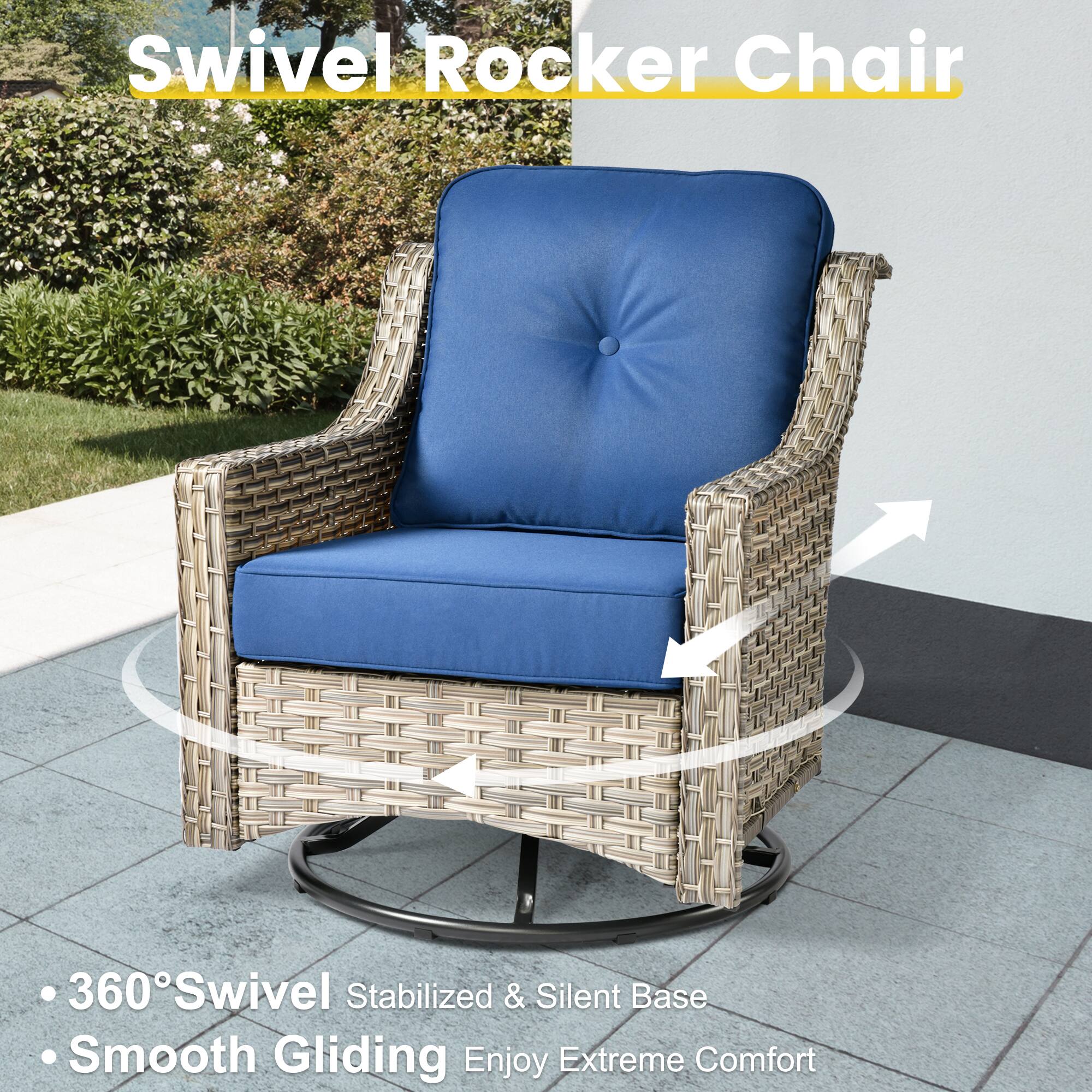 Swivel Rocker Chair

- 360° Swivel
- Stabilized & Silent Base
- Smooth Gliding
- Enjoy Extreme Comfort