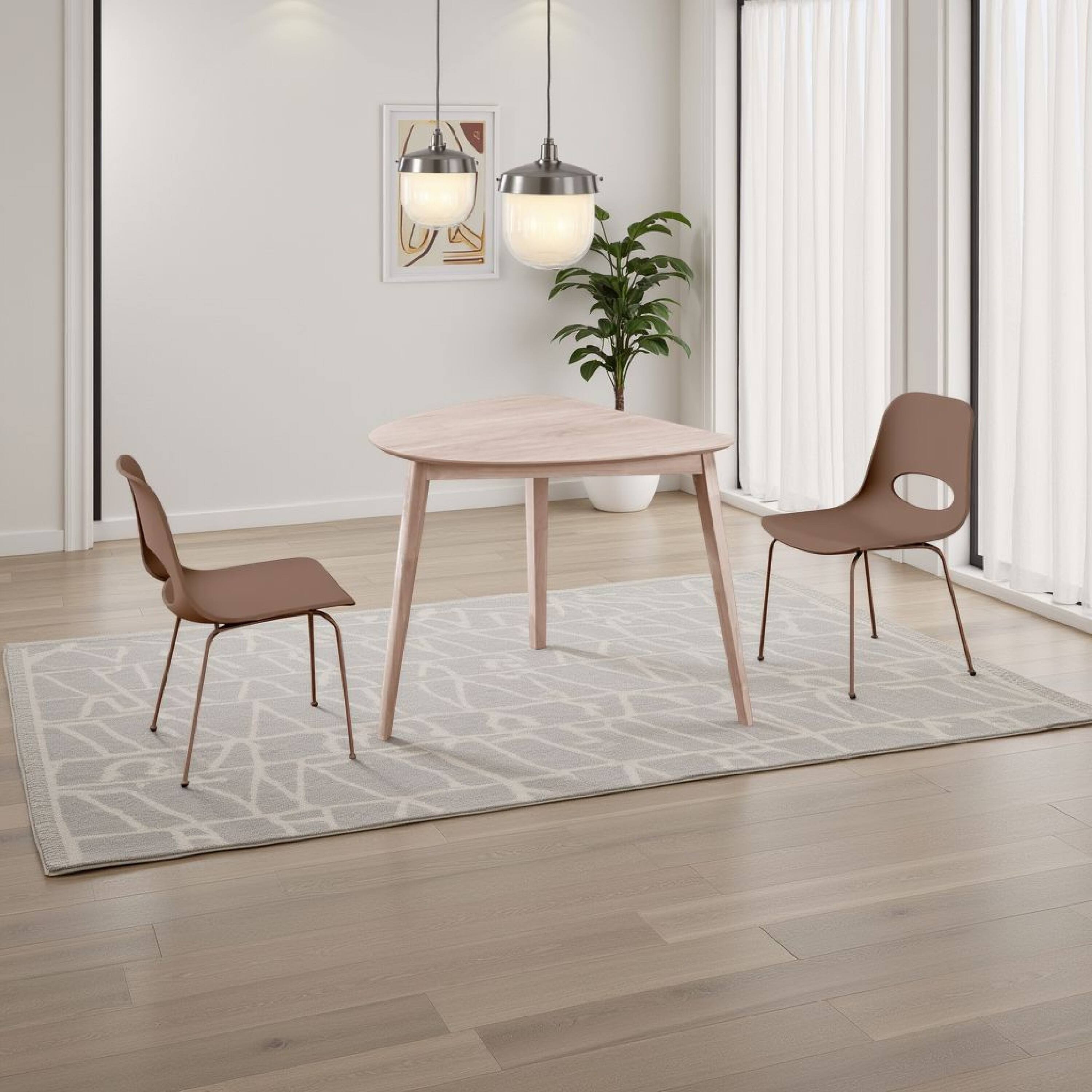 Alt View 3. Manhattan Lane - Scar Corner Dining Table, Curved Angle Design Wood 35 Inch - White.