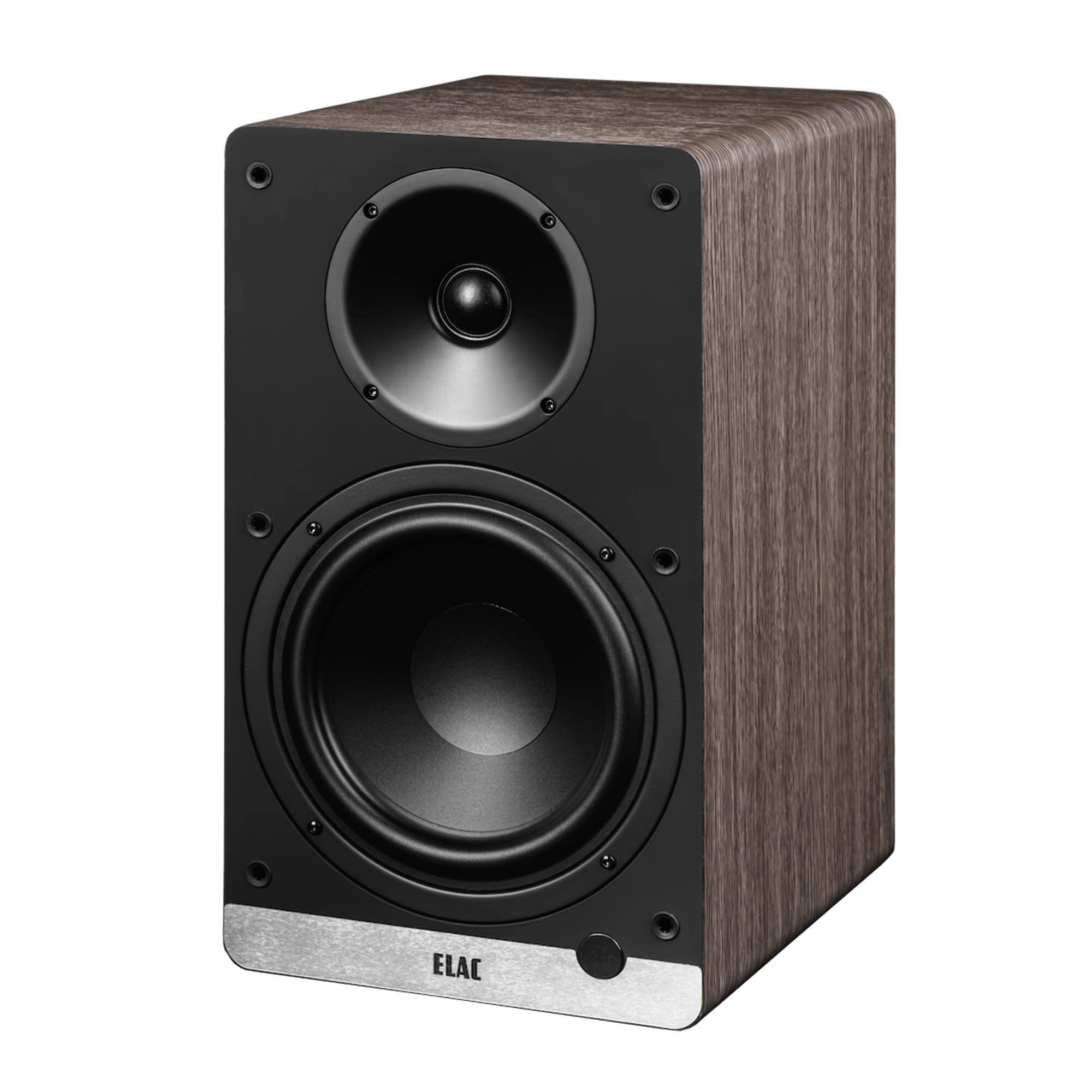 Front. ELAC - ELAC DCB61-WN Debut ConneX Powered Speaker - Walnut - Black/Gray.