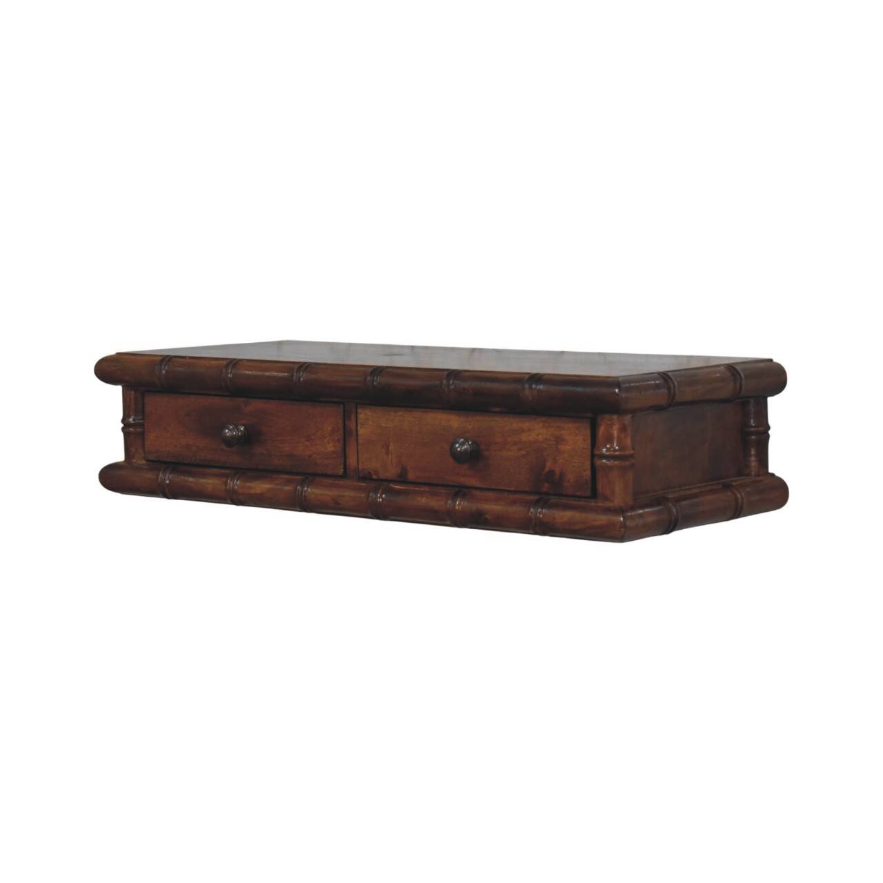 Back. Artisan Furniture - Artisan Furniture Solid Wood Bamboo Two Drawer Console Table, Brown - Brown.