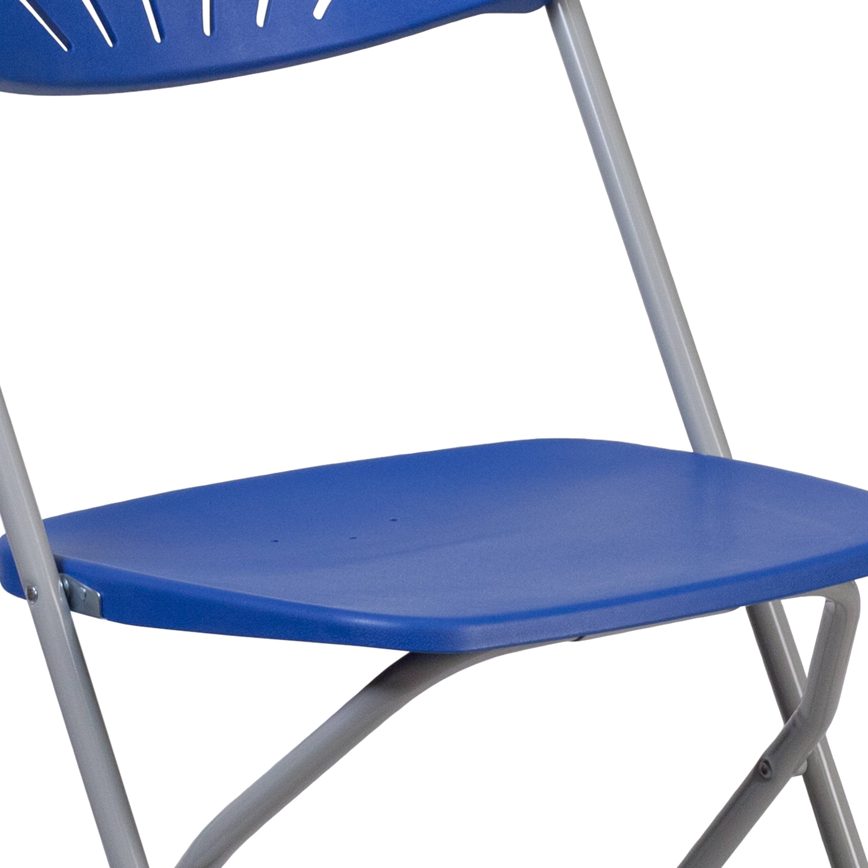 Alt View 10. Emma + Oliver - 8 Pack Wedding/Event Stackable Fan Back Plastic Folding Chair - Blue.