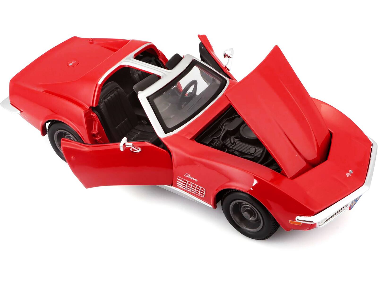 Alt View 1. Maisto - 1970 Chevrolet Corvette Convertible Red 1/24 Diecast Model Car by Maisto.