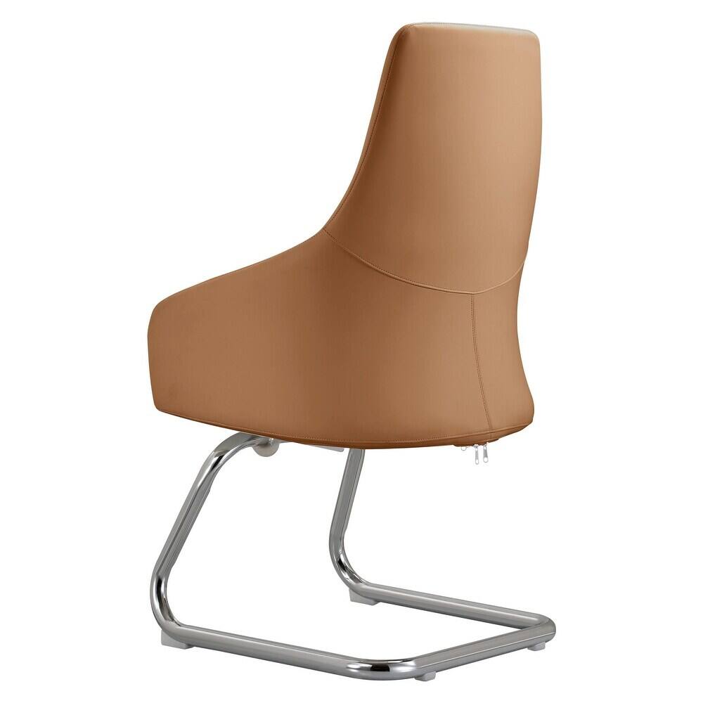 Alt View 4. LeisureMod - Celeste Office Chair Upholstered in Leather with Iron Frame Ergonomic Desk Chair for Home Office and Task Seating - Acorn Brown.
