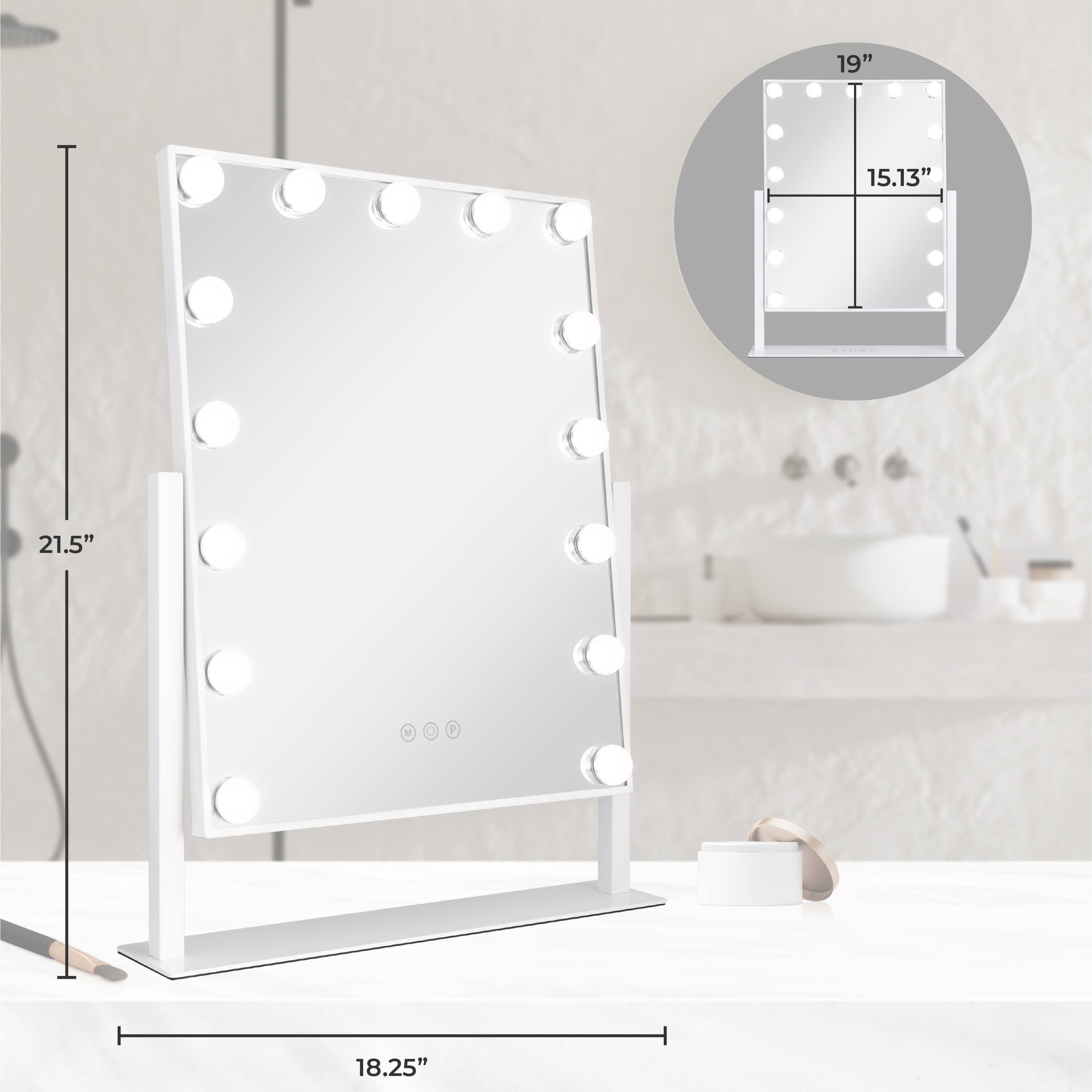 - Height: 21.5"
- Width: 18.25"
- Mirror Size: 19" x 15.13"