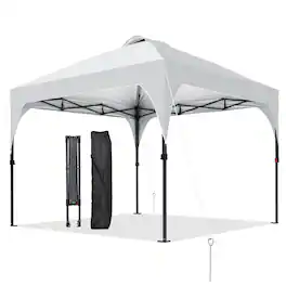 Ainfox - 10x10 Pop Up Canopy Tent,Outdoor Gazebo with Carrying Bag,Easy Up Canopy for Events,Parties,Camping - White