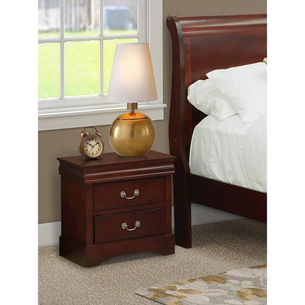 Alt View 4. East West Furniture - East West Furniture 1-Piece mid century Wooden Night Stand with 2 Wood Drawers for Bedroom – Walnut Finish - Multi-Color.
