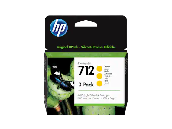 Original HP Ink - Vibrant. Precise. Reliable.
DesignJet 712 3-Pack Yellow Jaune Gelb Amarillo
3 HP Bright Office Ink Cartridges
3 Cartouches d'encre HP Office Bright