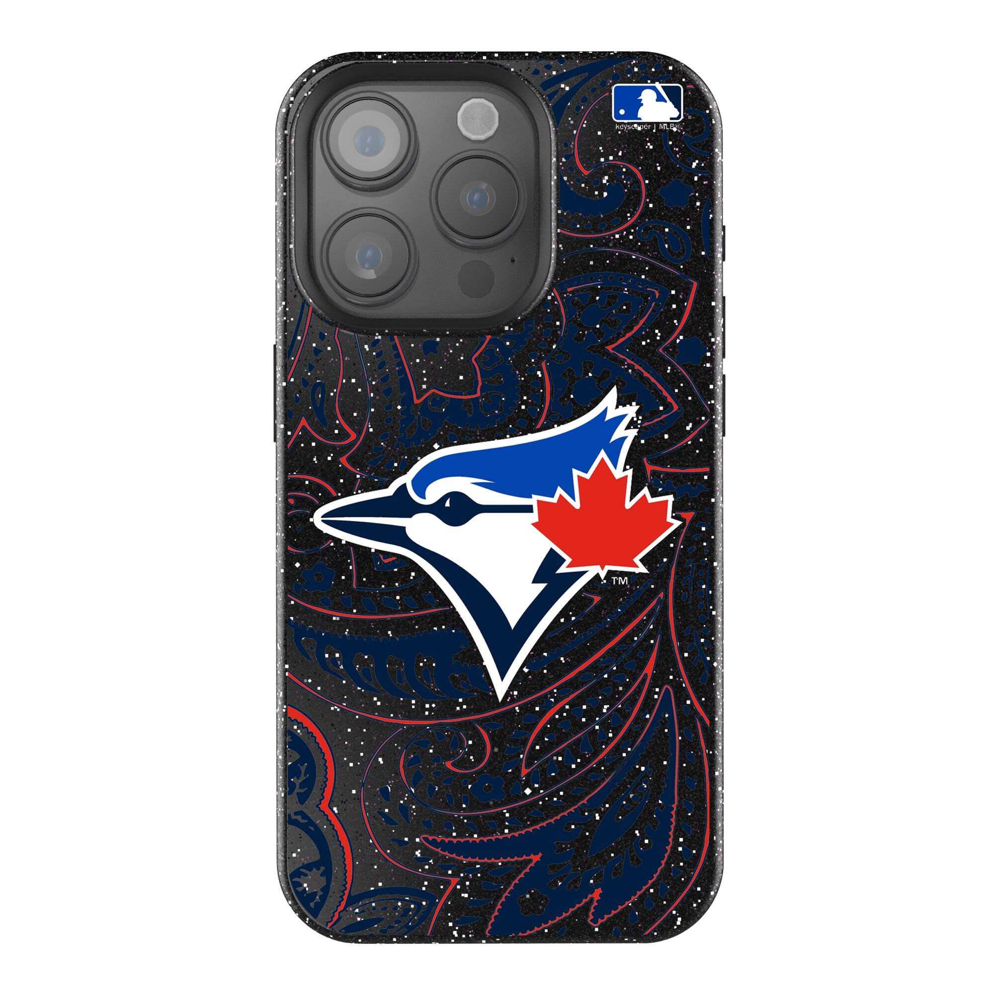 Front. Keyscaper - Toronto Blue Jays Paisley Bling iPhone Case - 14 - Black.