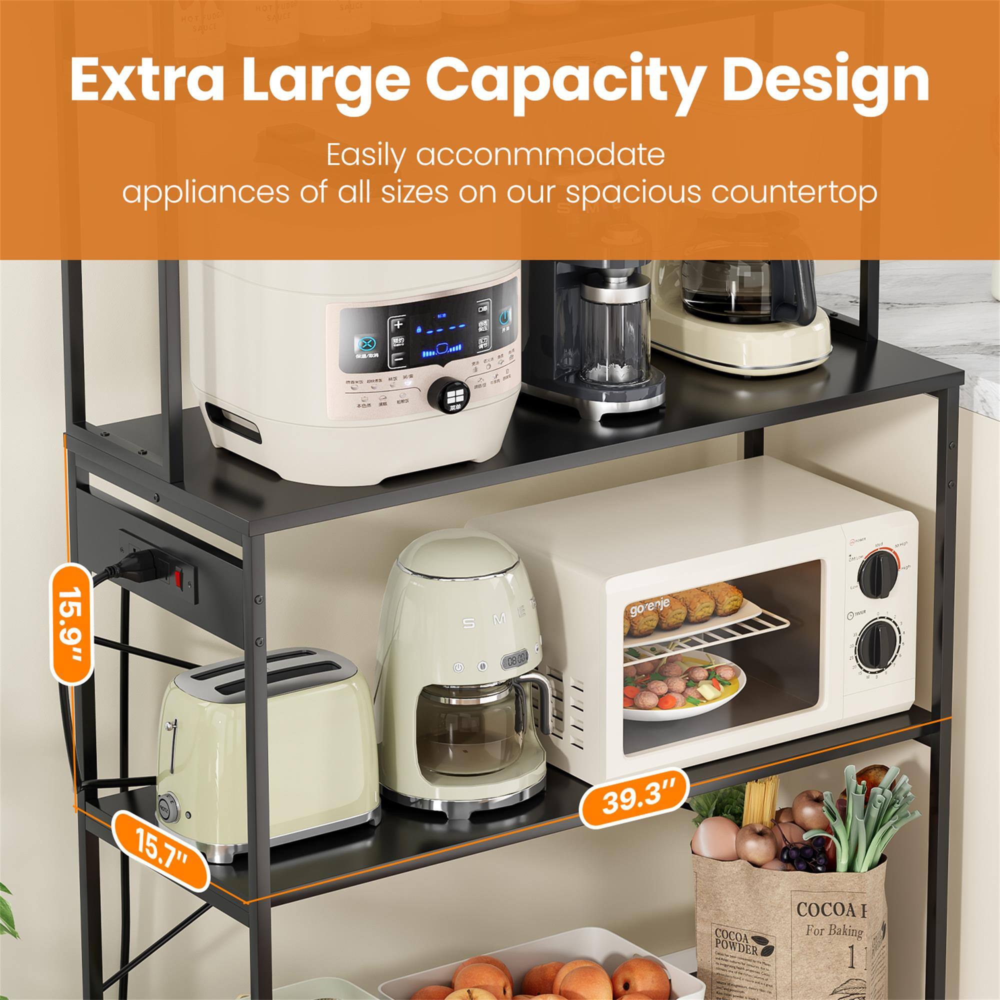 Extra Large Capacity Design  
Easily accommodate appliances of all sizes on our spacious countertop

15.9"  
15.7"  
39.3"