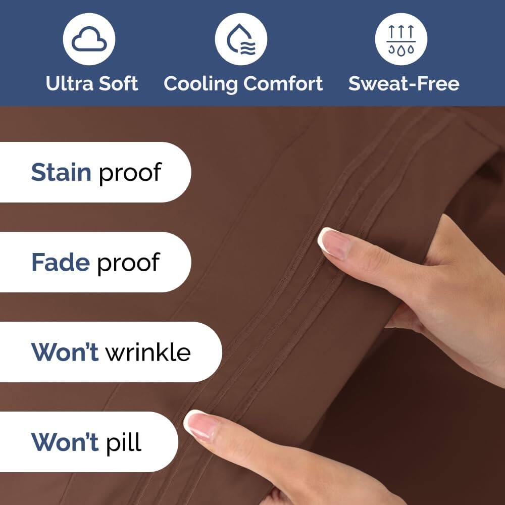 Ultra Soft  
Cooling Comfort  
Sweat-Free  

Stain proof  
Fade proof  
Won't wrinkle  
Won't pill