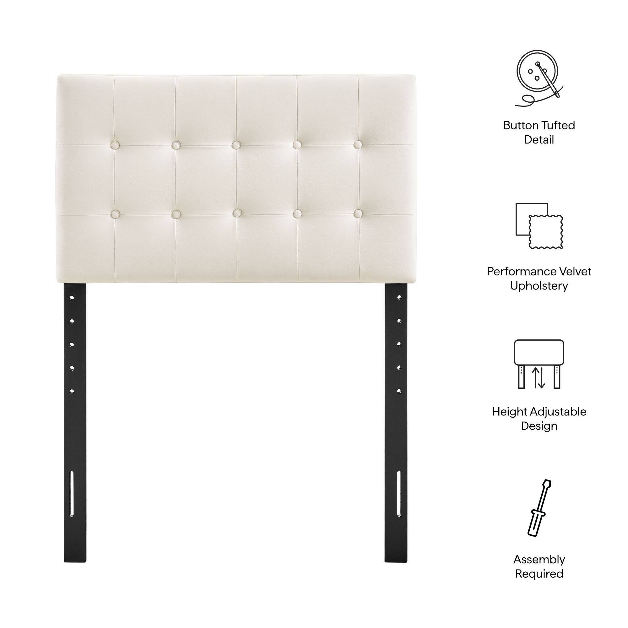 - Button Tufted Detail
- Performance Velvet Upholstery
- Height Adjustable Design
- Assembly Required