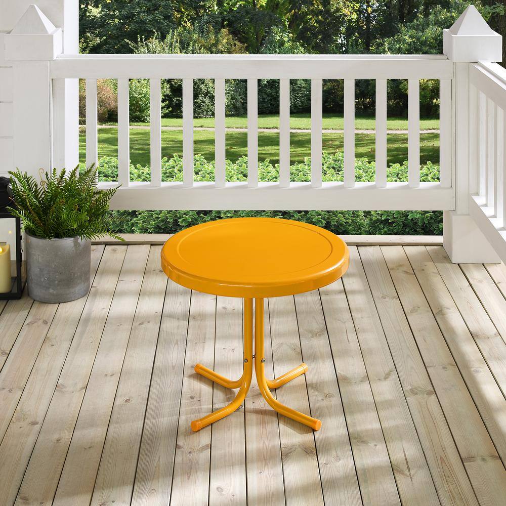 Alt View 2. Crosley Furniture - Griffith Retro Outdoor Side Table - Tangerine Gloss.