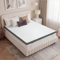 Front. Dyonery - Dyonery 4" Mattress Topper, High Density Bed Topper, Breathable Washable Cover with Anti-Slip Straps, for Pain Relief - White.