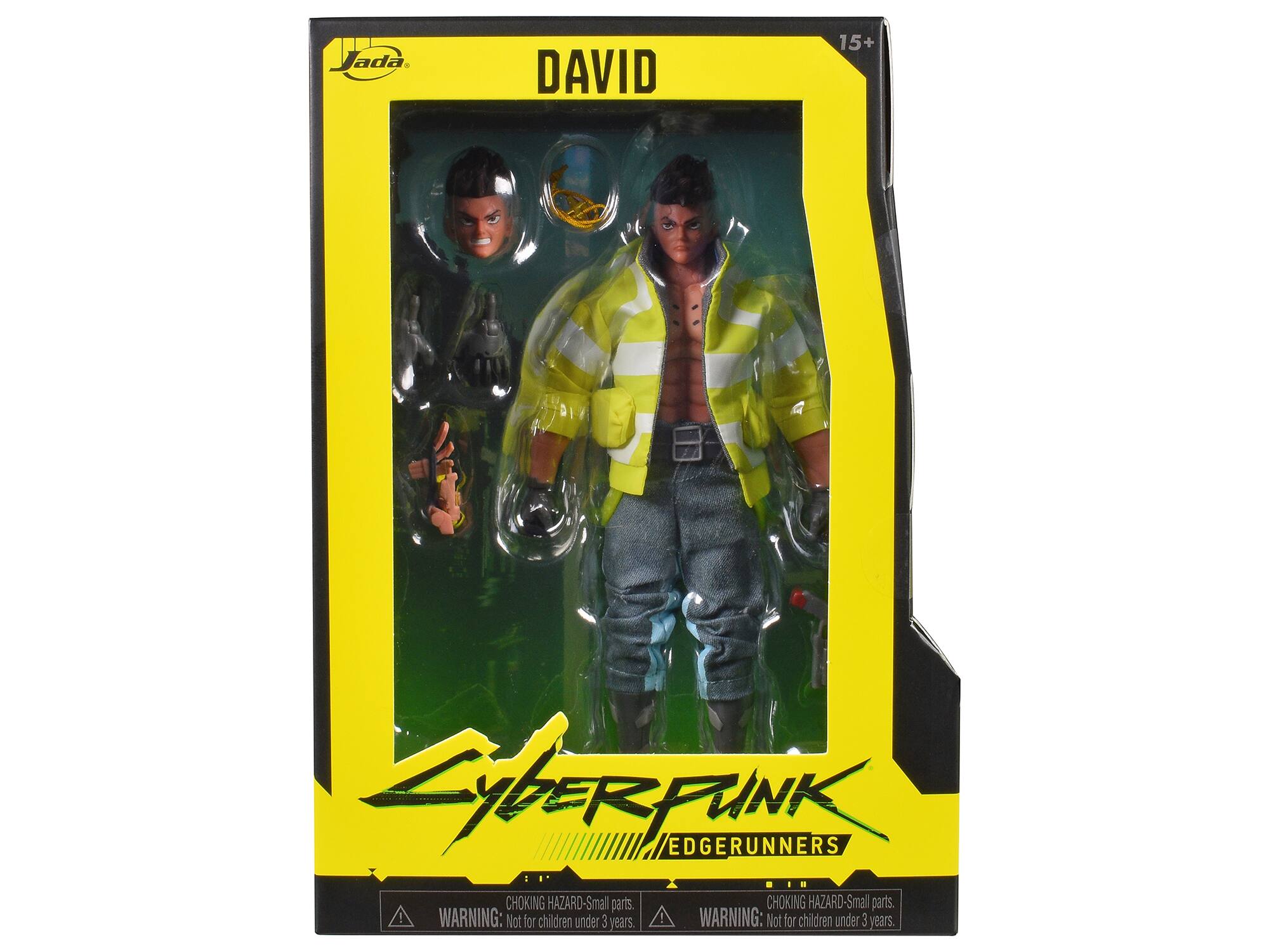 Jada DAVID 15+  
CYBERPUNK EDGERUNNERS  
CHOKING HAZARD-Small parts.  
WARNING: Not for children under 3 years.