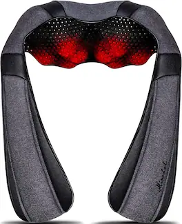 Core Tech - Shiatsu Neck and Shoulder Massager with Heat, 3 Speeds, Bidirectional Kneading and 15-Minute Auto Shutoff - Gray/Black