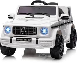 Acekool - 12V Licensed Mercedes-Benz G63 Kids Ride On Car, Electric Vehicle w/Remote, LED Lights, Seatbelt, MP3/USB/Bluetooth - White