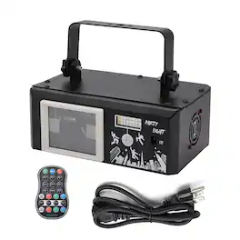 Topteng - 6-in-1 Stage Laser Light – RGB 500mW, 5D Pulse Illusion, DMX512, Sound-Active, Fit for Clubs, Parties & DJ Shows - Black
