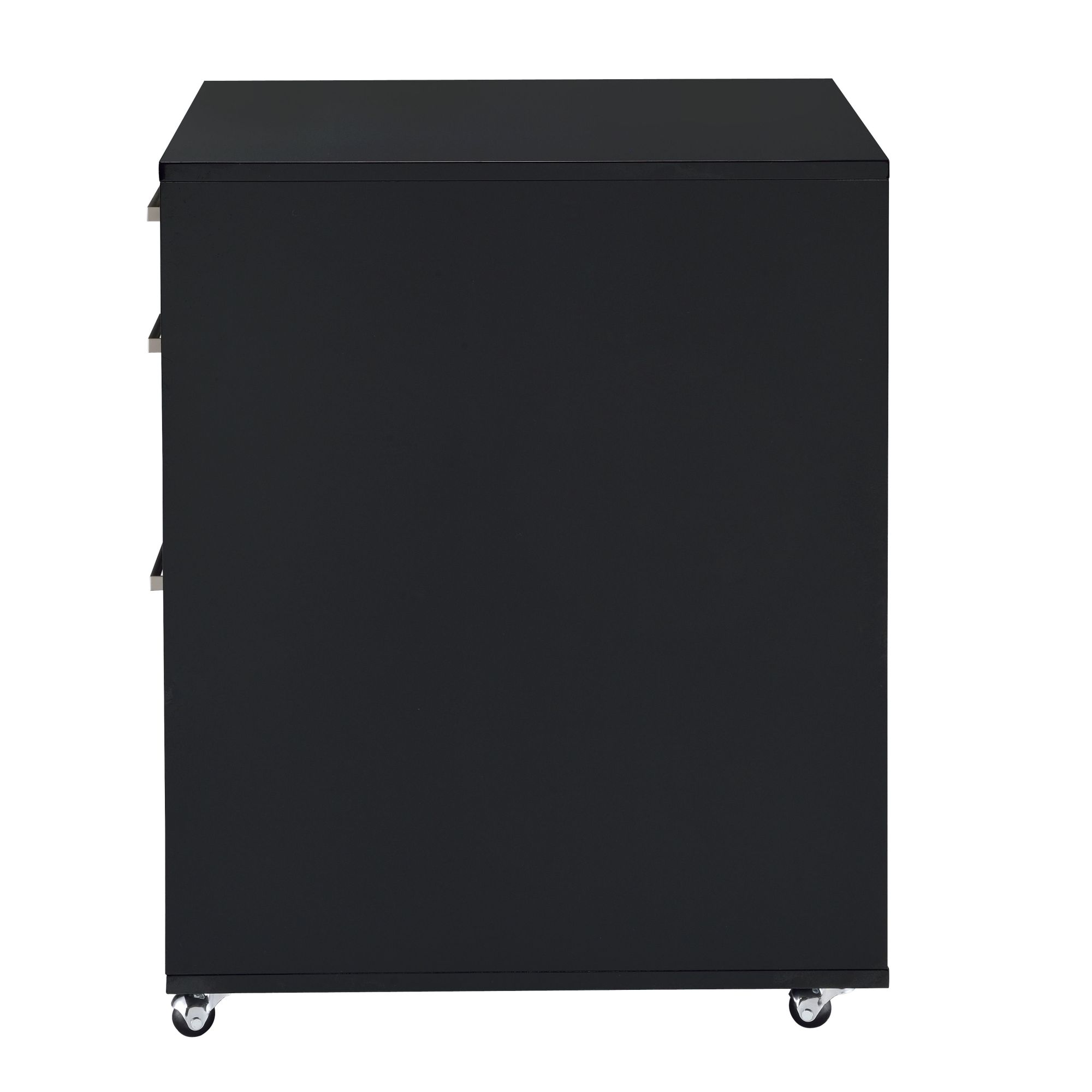 Back. GOODSILO - Modern High Gloss Chrome Finish Three-Drawer File Cabinet for Office and Home Storage Solutions - Black.