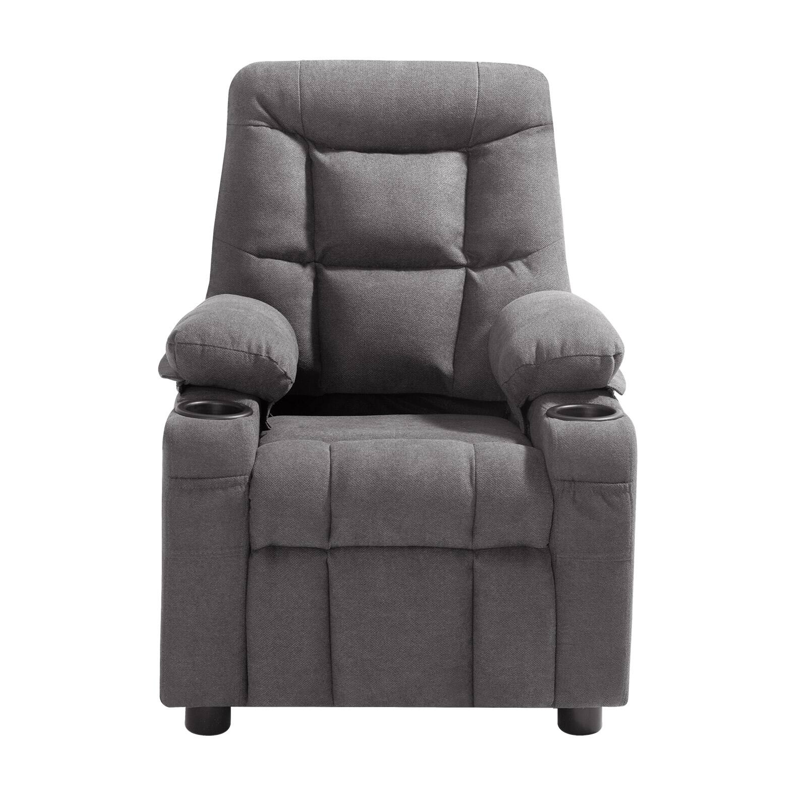 Alt View 5. VEVOR - Kids Recliner Chair, Toddler Lounger with Cup Holders & Pockets, 107° to 126° Adjustable Back, Breathable Polyester - Gray.