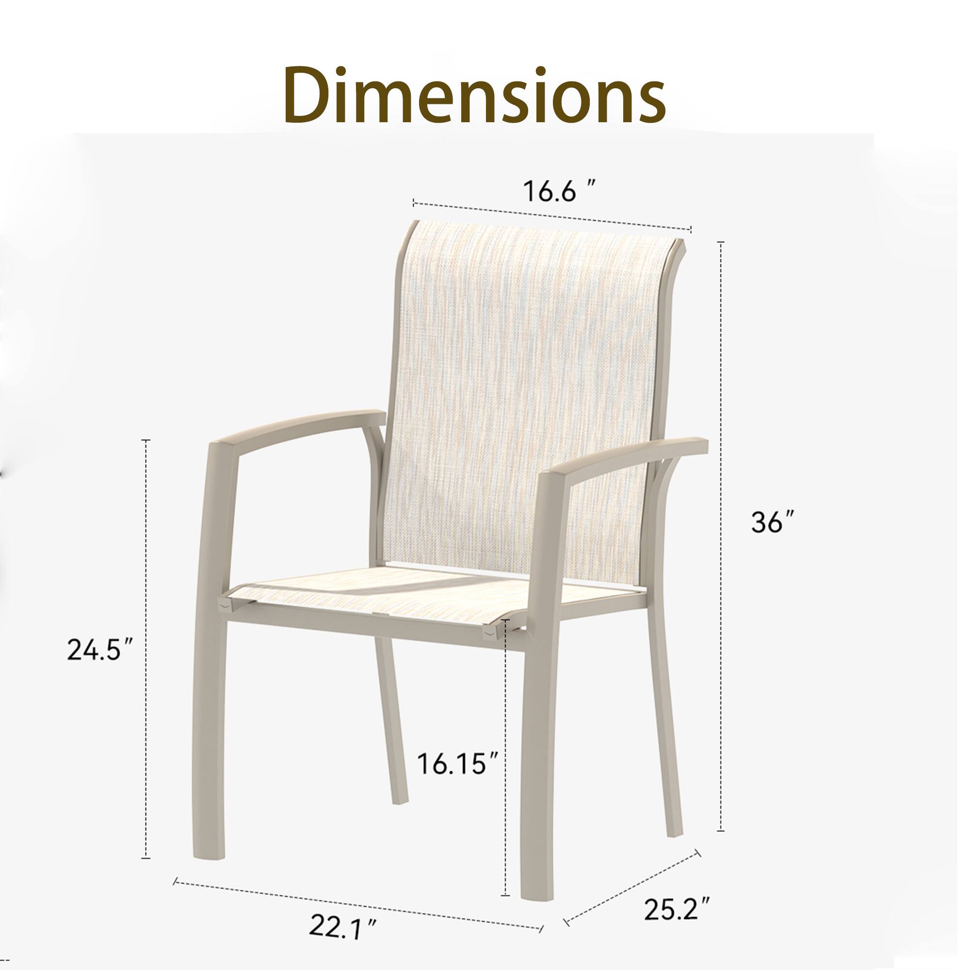 Dimensions:  
- Height: 36"  
- Width: 24.5"  
- Depth: 22.1"  
- Seat Height: 16.15"  
- Back Height: 16.6"  
- Armrest Height: 25.2"