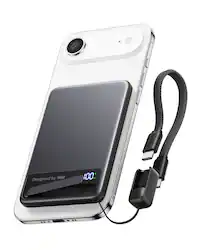 INIU - MagPro Slim 5K Qi2 Power Bank 15W Qi2 Wireless Power Bank for iPhone 17, 16, 15, 14, 13, 12 - Black - Front_Zoom