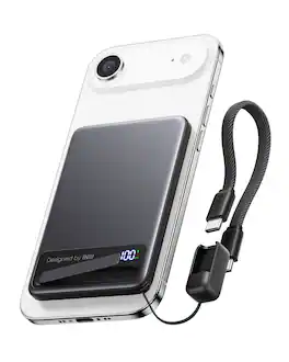 INIU - MagPro Slim 5K Qi2 Power Bank 15W Qi2 Wireless Power Bank for iPhone 17, 16, 15, 14, 13, 12 - Black