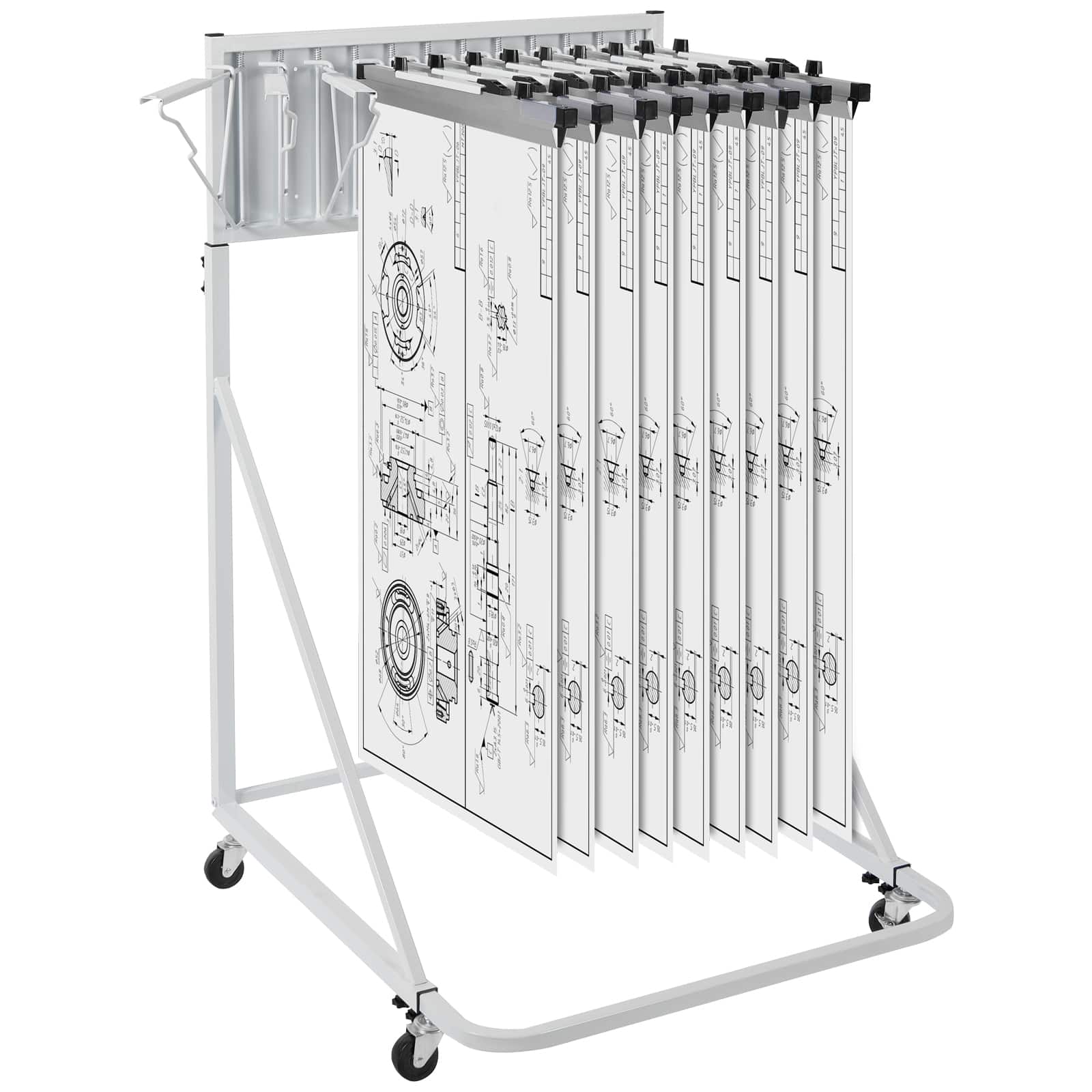 VEVOR - Mobile Blueprint Storage Rack, Plan Holder with 12 Pivot Brackets, Mobile Blueprint Holder Adjustable Height & Length - White price history on PriceWatchPro