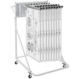 VEVOR - Mobile Blueprint Storage Rack, Plan Holder with 12 Pivot Brackets, Mobile Blueprint Holder Adjustable Height & Length - White