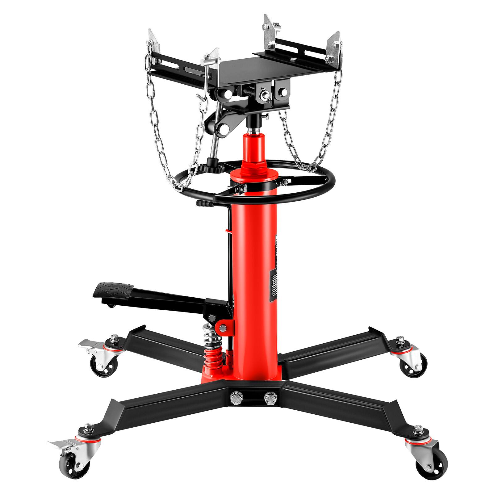 Alt View 5. VEVOR - Transmission Jack,1/2Ton/1100lbs Capacity Hydraulic Telescopic Transmission Jack, 2-Stage Floor Jack Stand - Black;Red.