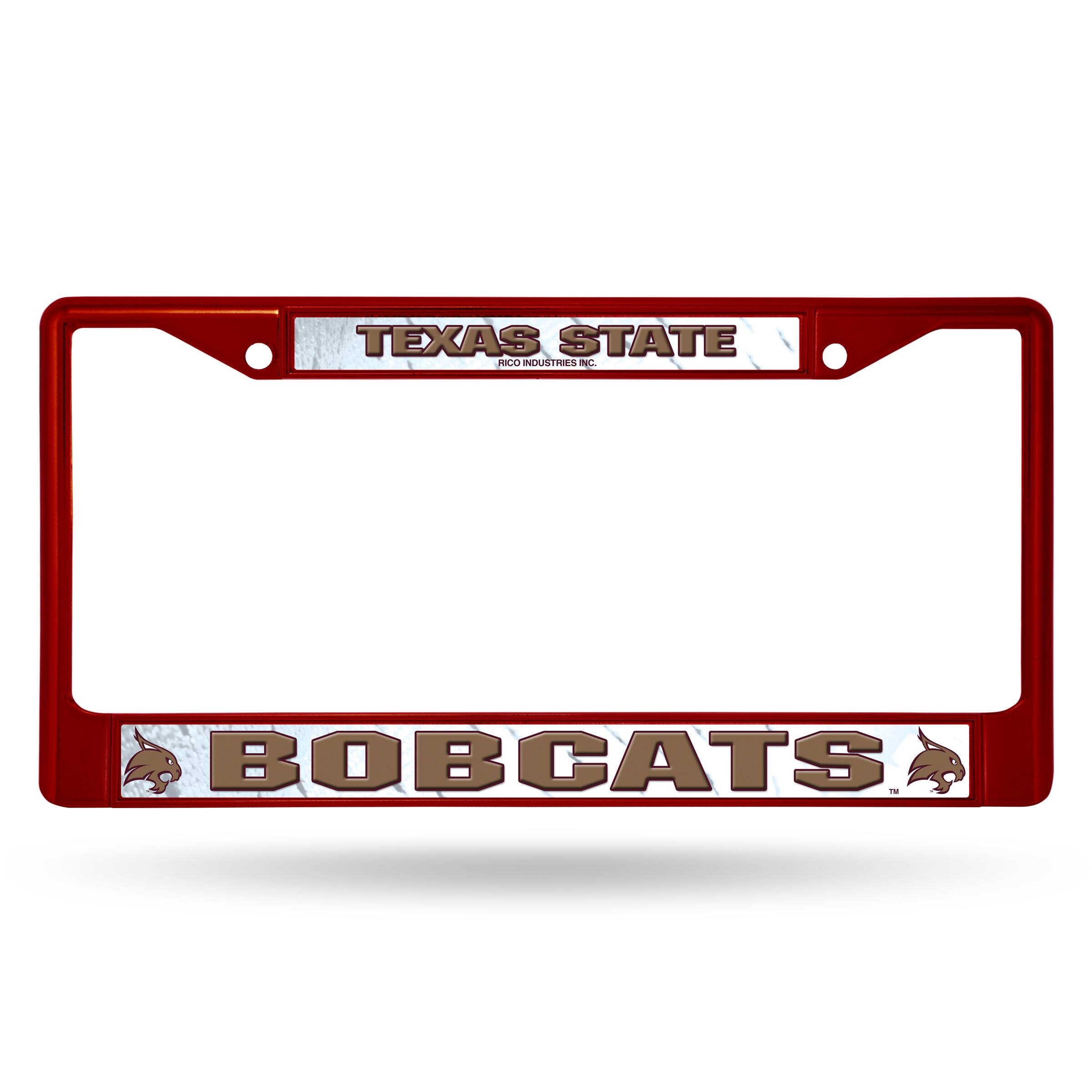 Texas State Bobcats Maroon Painted Chrome Metal License Plate Frame