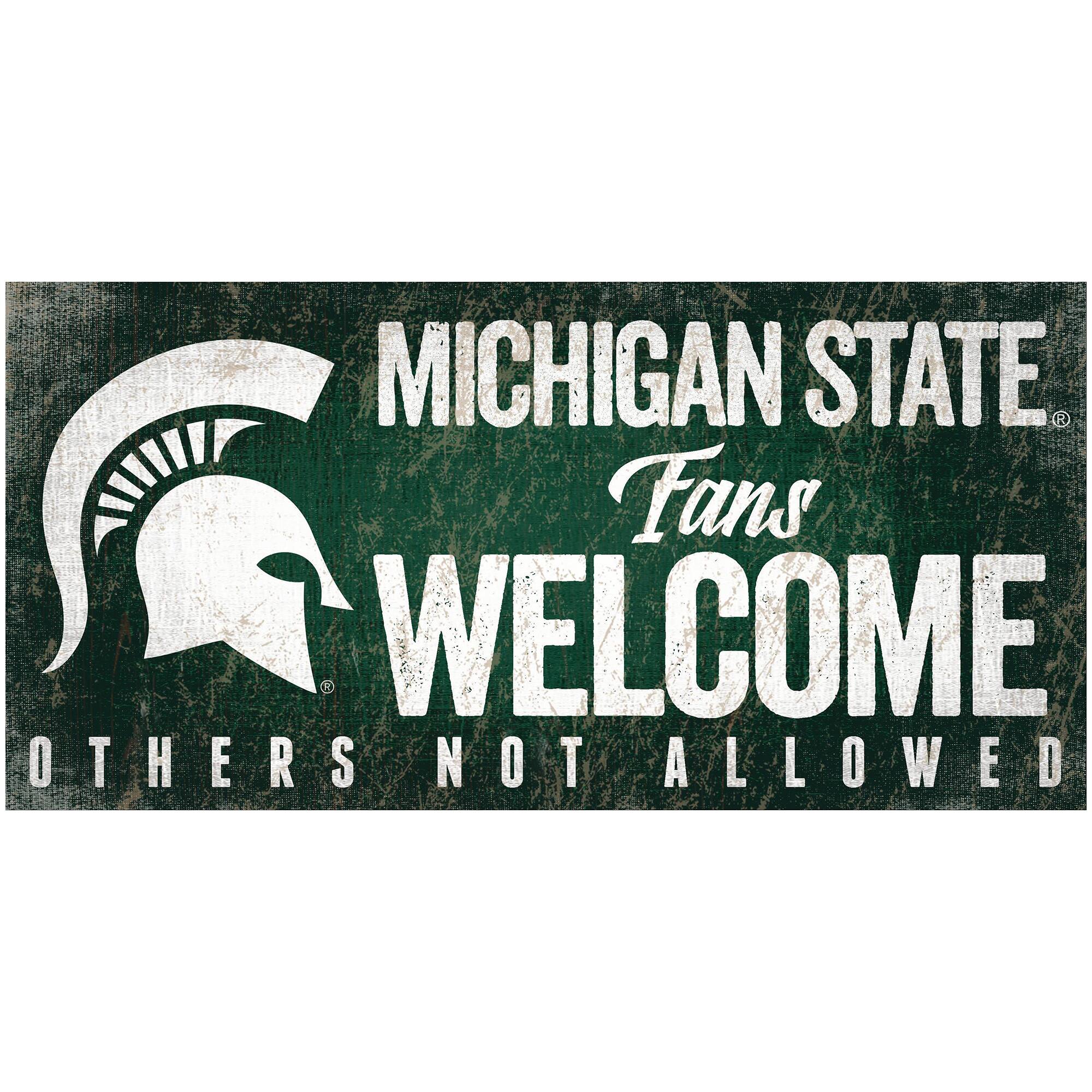 Michigan State Spartans 6" x 12" Fans Welcome Sign