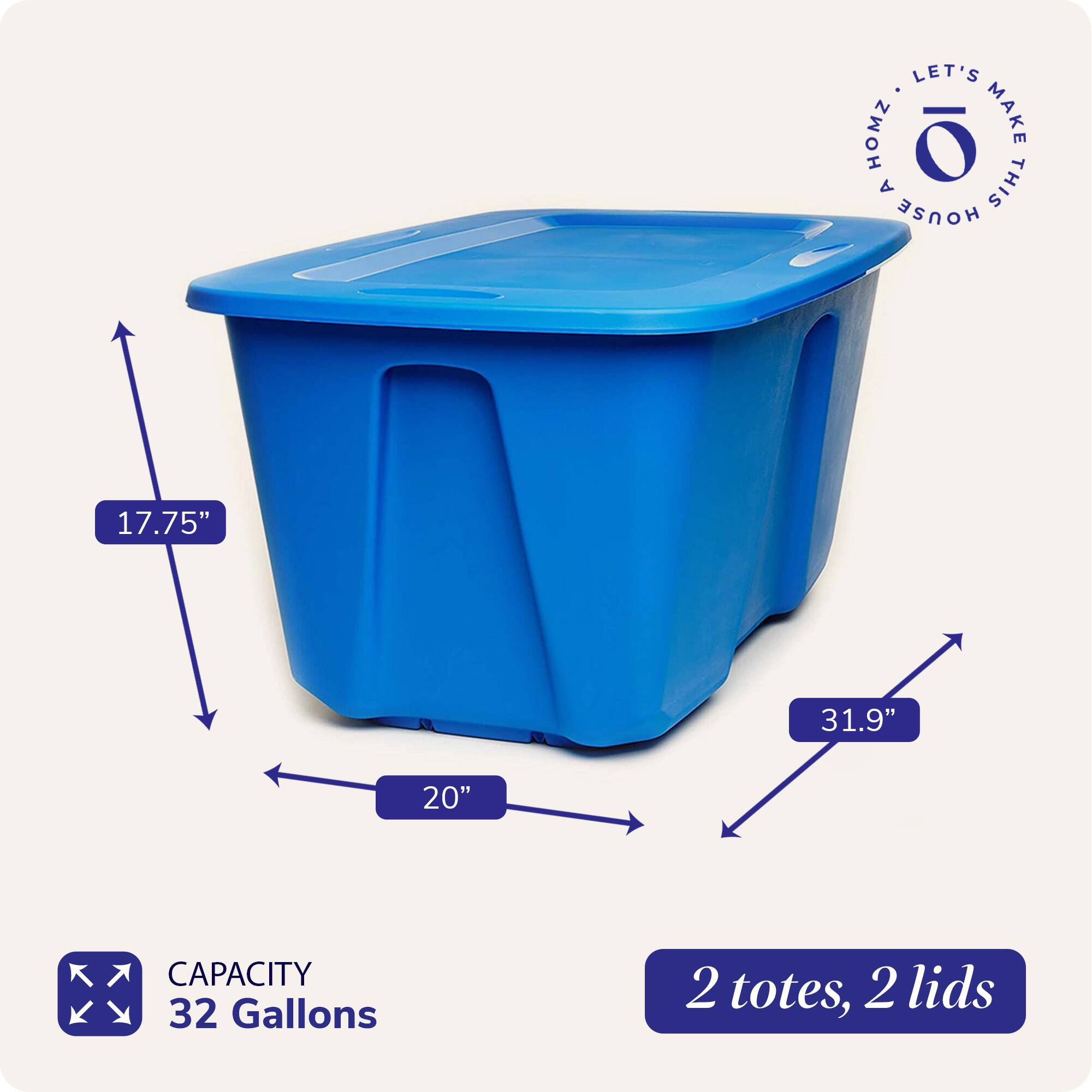 LET'S MAKE THIS HOUSE  
17.75" x 31.9" x 20"  
CAPACITY 32 Gallons  
2 totes, 2 lids
